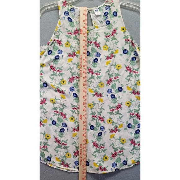Old Navy High Neck White Floral‎ Sleeveless Top Size Large Sheer - Picture 4 of 9